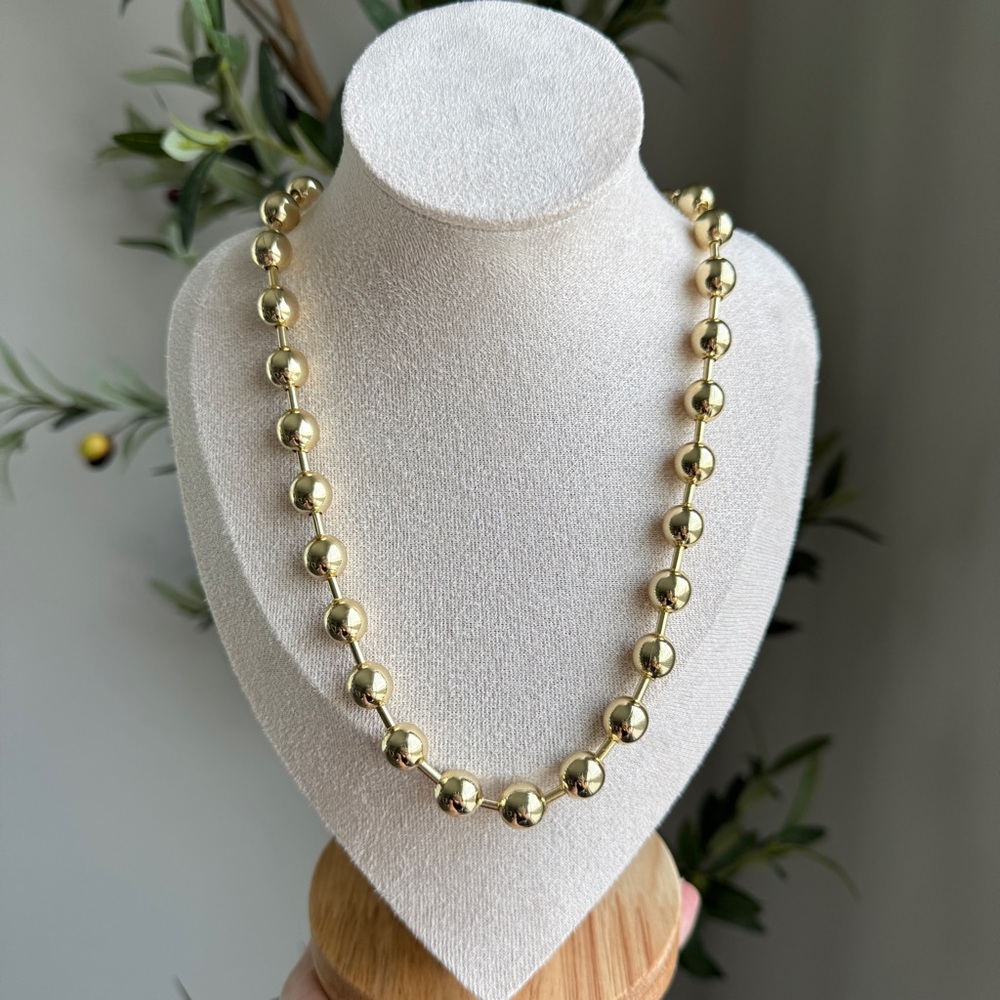 14k Gold Plated Elegant Beaded Necklace - Picture 1 of 4